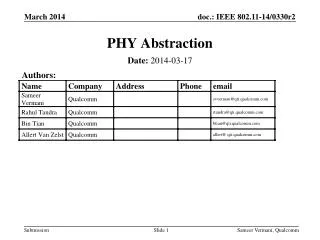 PHY Abstraction