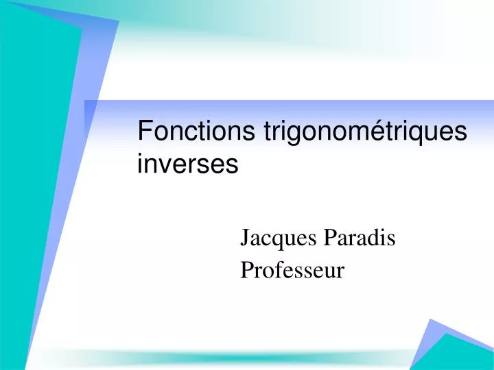 fonctions trigonom triques inverses