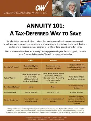 ANNUITY 101: A Tax-Deferred Way to Save