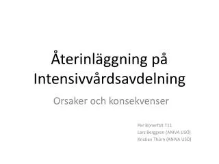 terinl ggning p intensivv rdsavdelning