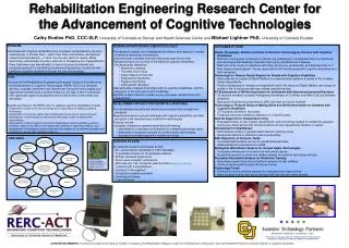 Rehabilitation Engineering Research Center for the Advancement of Cognitive Technologies
