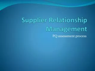 supplier relationship management