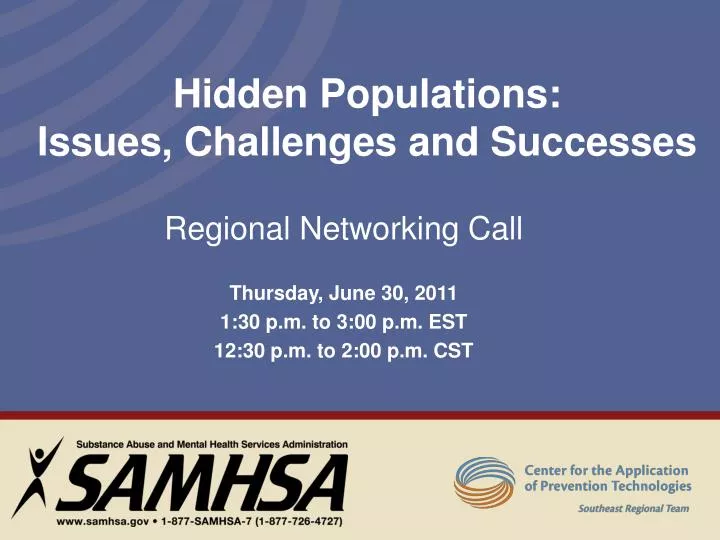 hidden populations issues challenges and successes