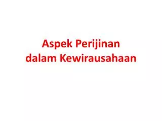 aspek perijinan dalam kewirausahaan