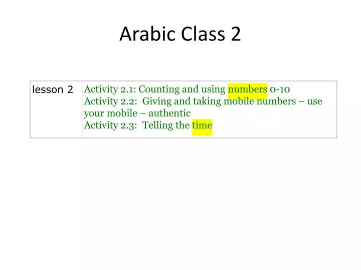 arabic class 2
