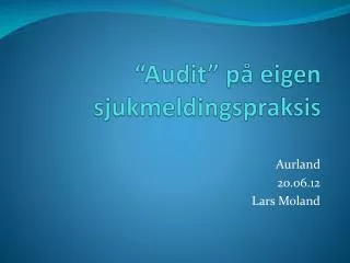 audit p eigen sjukmeldingspraksis