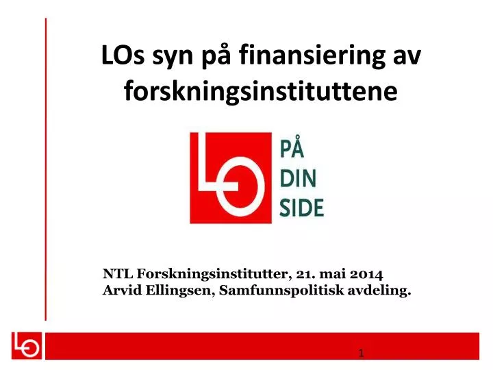 los syn p finansiering av forskningsinstituttene