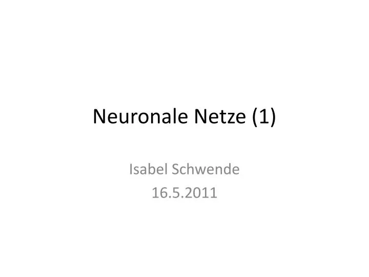 neuronale netze 1