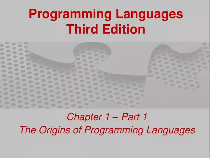 programming languages third edition