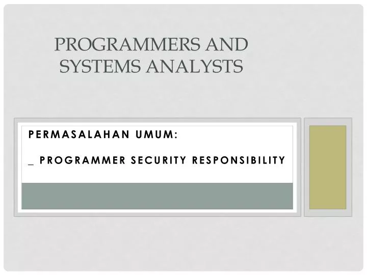 programmers and systems analysts