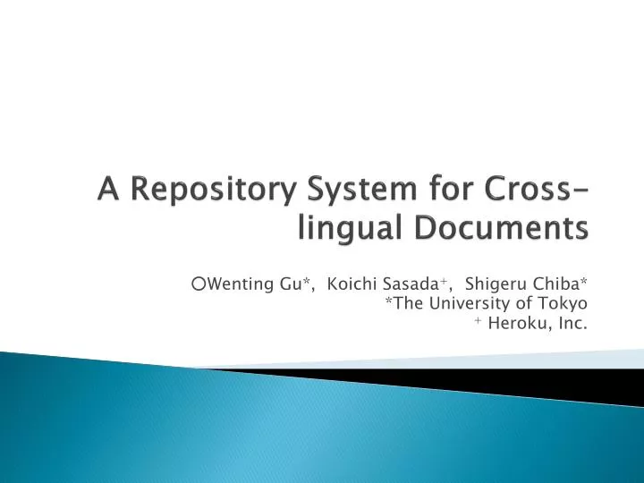 a repository system for cross lingual documents