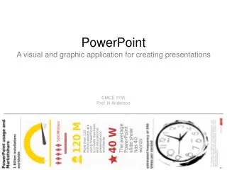 PowerPoint A visual and graphic application for creating presentations CMCE 1155 Prof. N Anderson