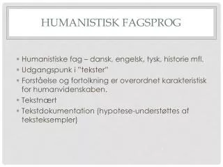 humanistisk fagsprog