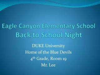 Eagle Canyon Elementary School Back to School Night