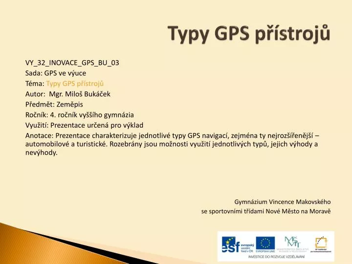 typy gps p stroj