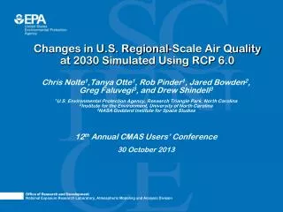 Changes in U.S. Regional-Scale Air Quality at 2030 Simulated Using RCP 6.0