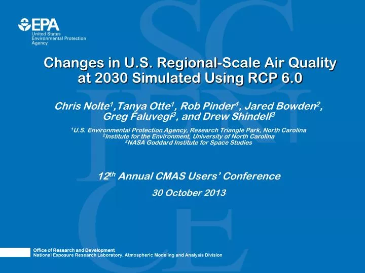 changes in u s regional scale air quality at 2030 simulated using rcp 6 0