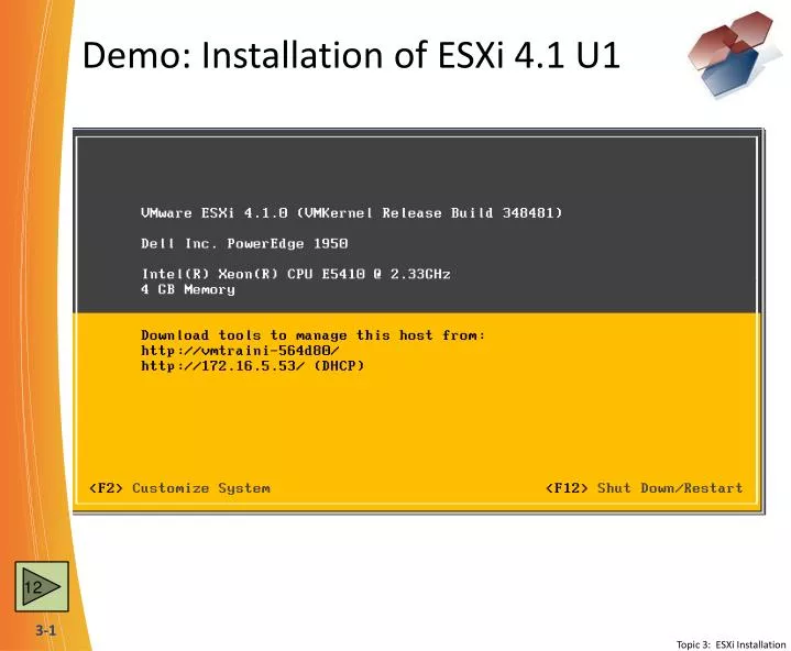 demo installation of esxi 4 1 u1