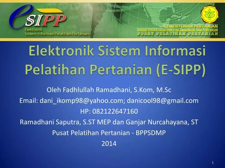 elektronik sistem informasi pelatihan pertanian e sipp