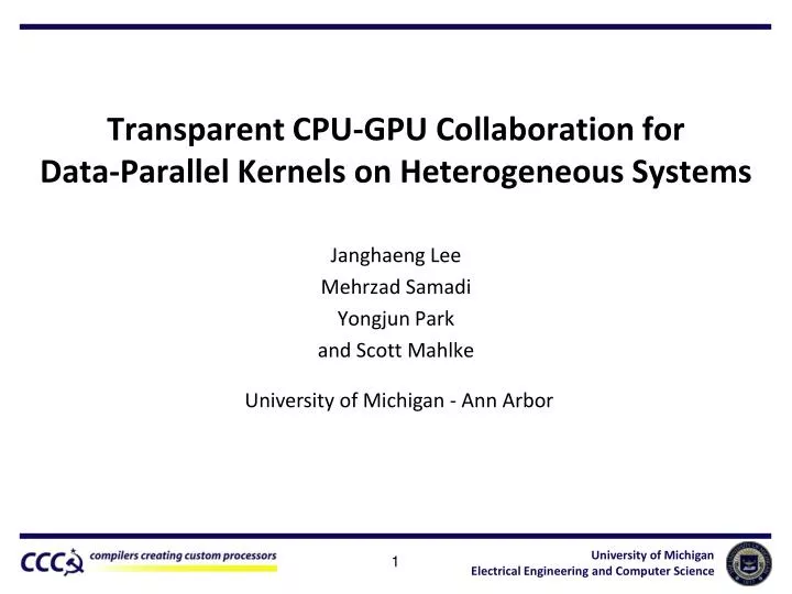 transparent cpu gpu collaboration for data parallel kernels on heterogeneous systems