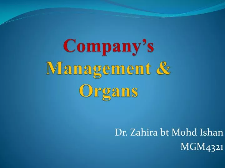 company s management organs