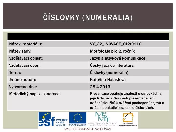 slovky numeralia