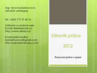 z kon k pr ce 2012