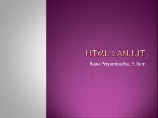HTML Lanjut