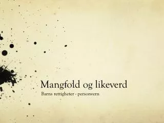 mangfold og likeverd