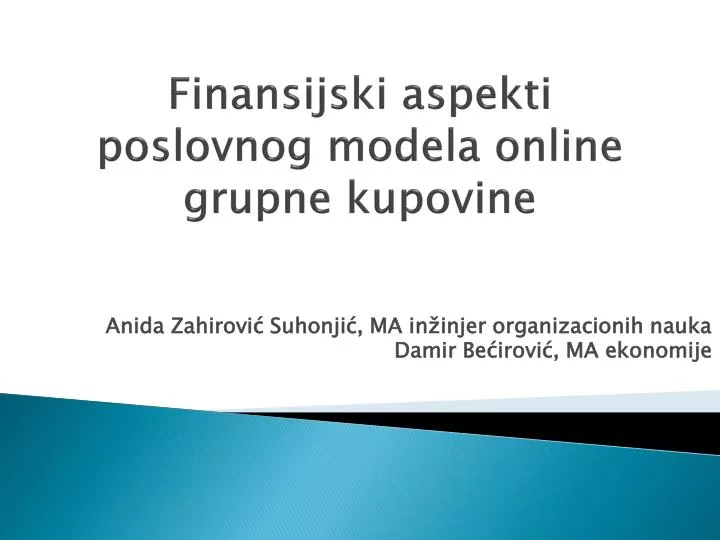 finansijski aspekti poslovnog modela online grupne kupovine