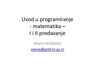 uvod u programiranje matematika i i ii predavanje