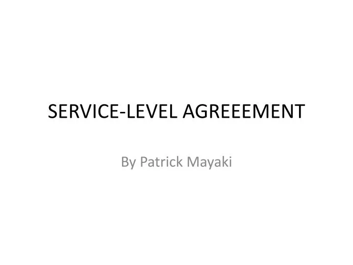 service level agreeement