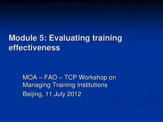 Module 5: Evaluating training effectiveness