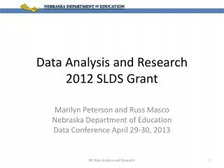 Data Analysis and Research 2012 SLDS Grant