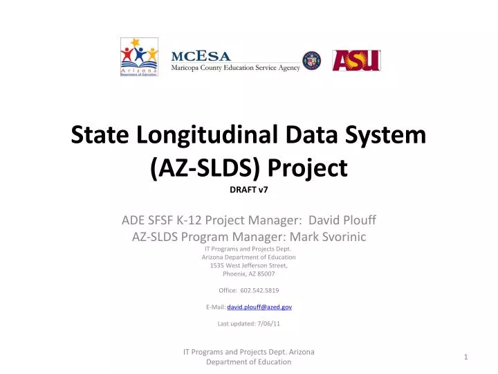 state longitudinal data system az slds project draft v7