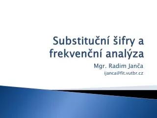 substitu n ifry a frekven n anal za