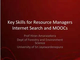 Key Skills for Resource Managers Internet Search and MOOCs