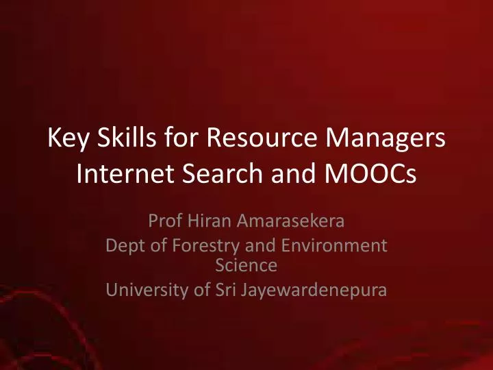 key skills for resource managers internet search and moocs