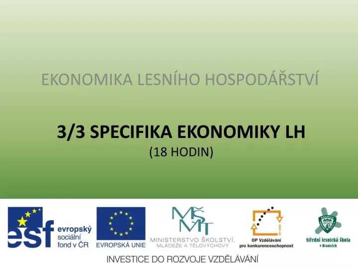 3 3 specifika ekonomiky lh 18 hodin