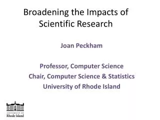 Broadening the Impacts of Scientific Research