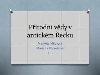 p rodn v dy v antick m ecku