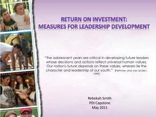 Return on Investment: Measures for Leadership Development