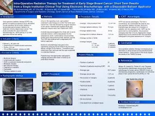 Intra-Operative Radiation Therapy for Treatment of Early Stage Breast Cancer: Short Term Results