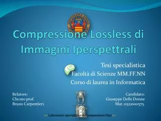 compressione lossless di immagini iperspettrali