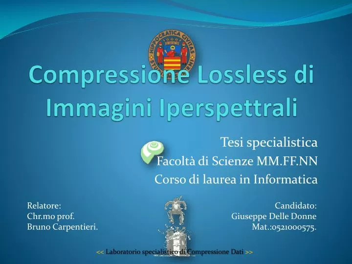 compressione lossless di immagini iperspettrali