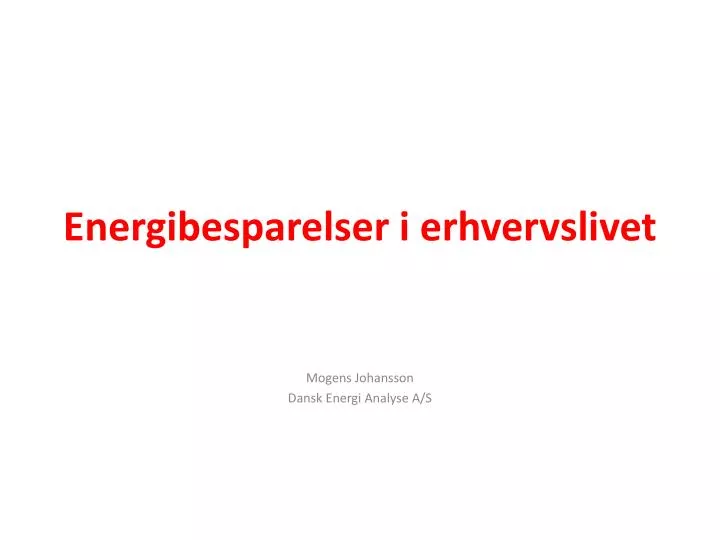 energibesparelser i erhvervslivet