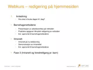 webkurs redigering p hjemmesiden
