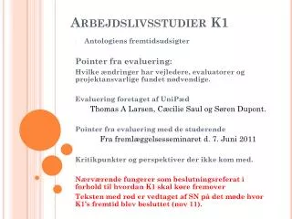 arbejdslivsstudier k1