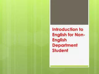 Introduction to English for Non-English Department Student