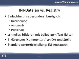 ini dateien vs registry